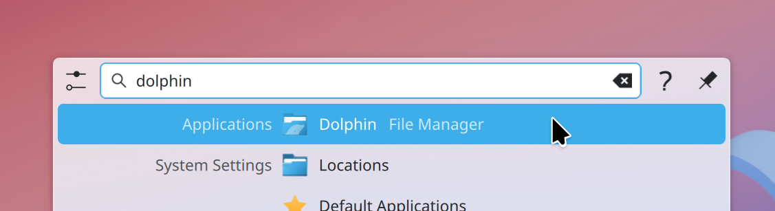 A screenshot of KRunner, showing how much easier it is to read a selected item.